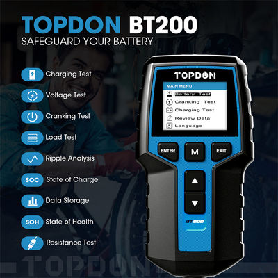 tester portatile della batteria di 12V 24V con la stampante TOPDON BT200 per molte automobili